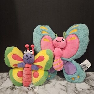 Cuddle Bugs Butterfly‎ Plush Bundle Lot of 2 Bright Colorful Stuffed Toys